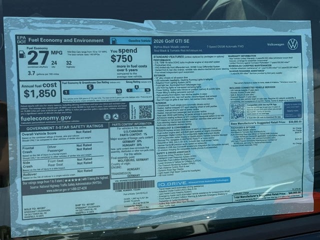 2026 Volkswagen Golf GTI 2.0T SE